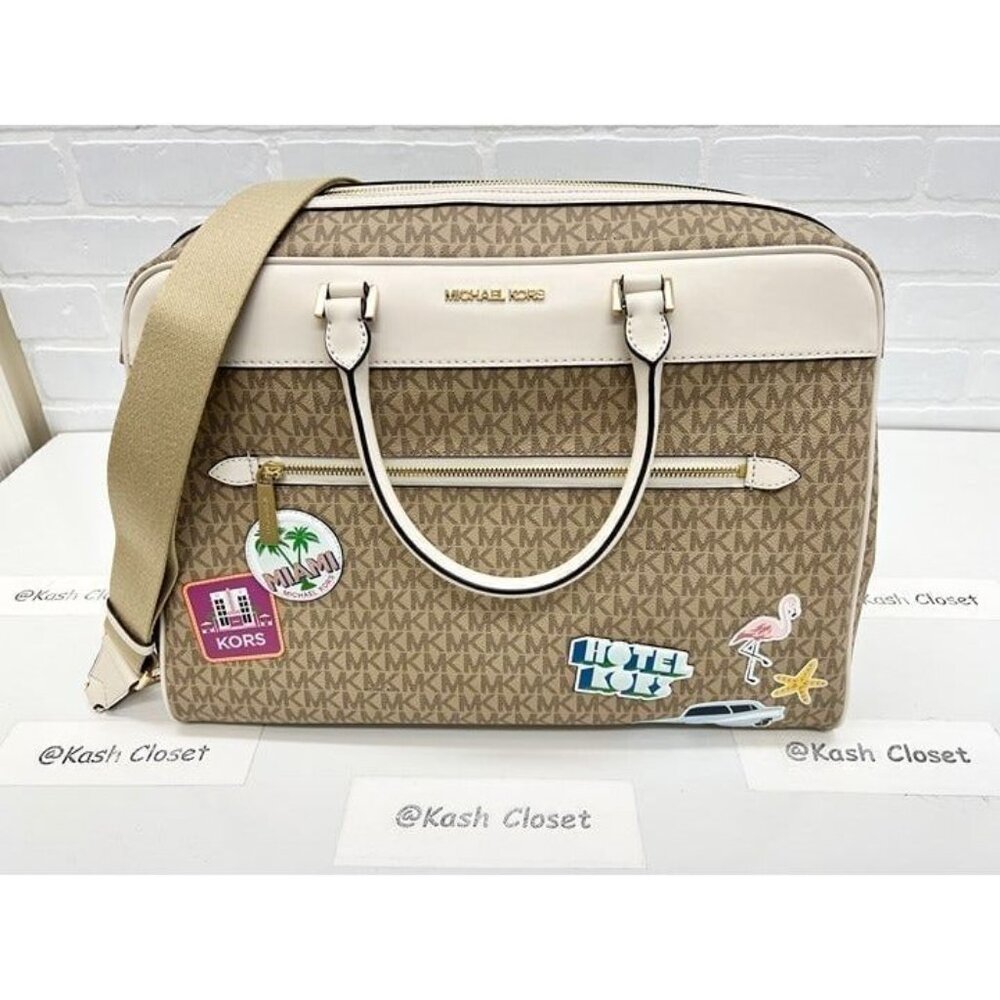 Michael Kors weekender travel bag top zip large jet set girls travel light cream - Picture 8 of 11